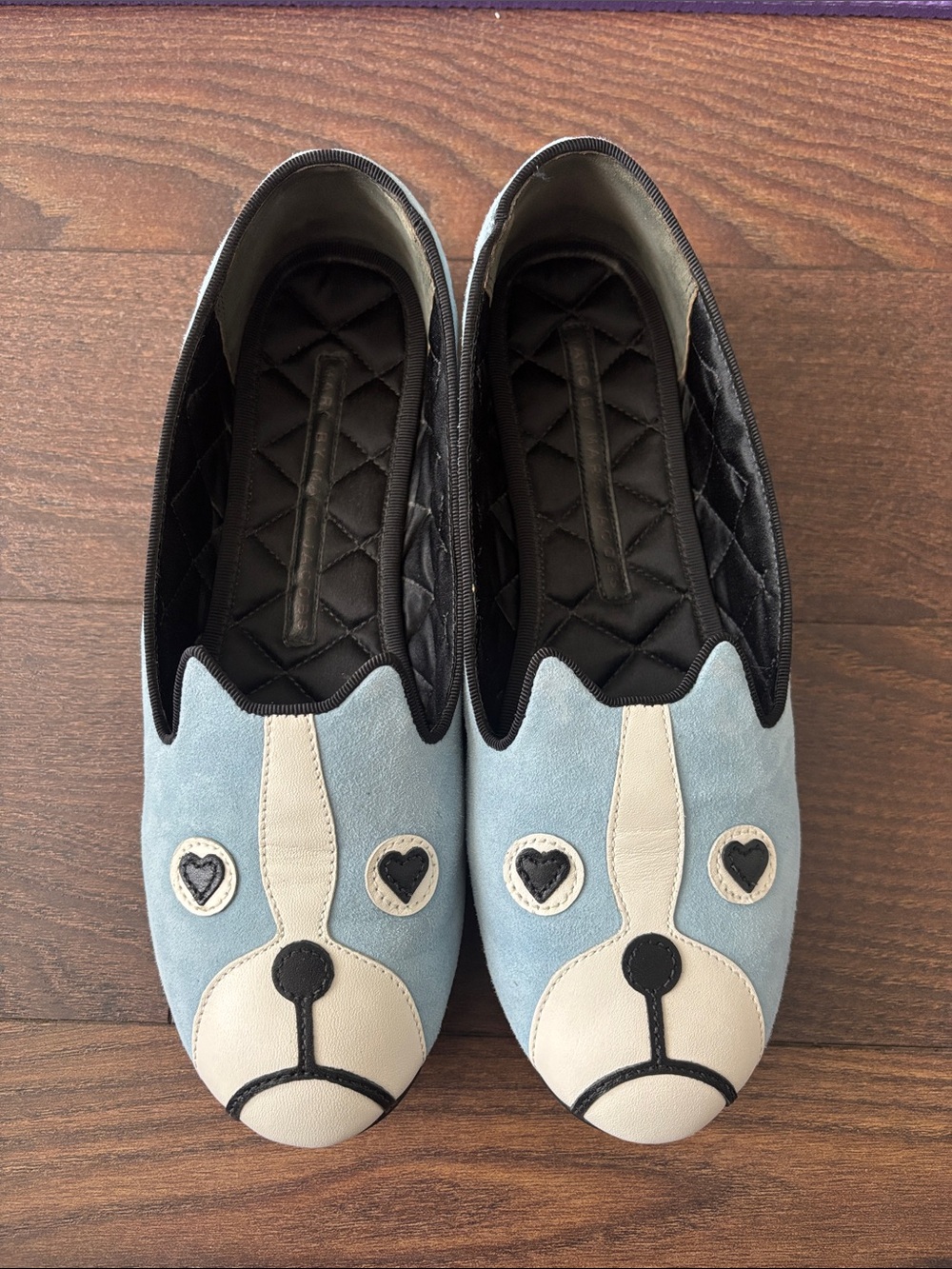 Marc By Marc Jacobs Light Blue Dog Face Slip-On Flats